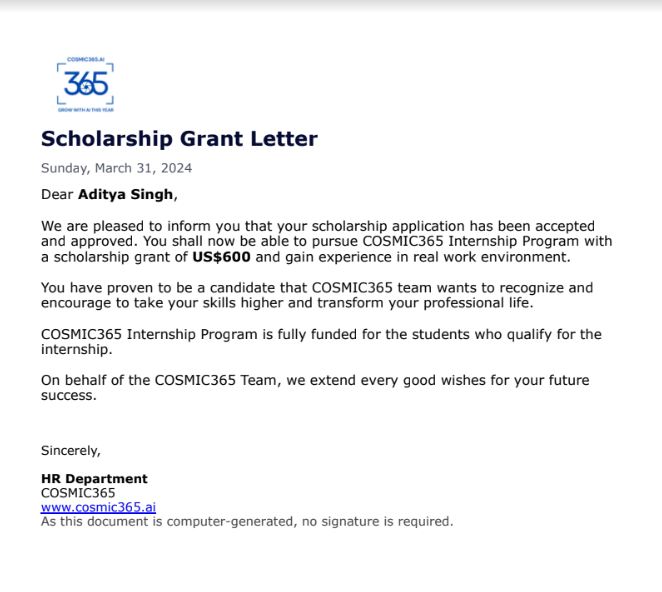 Scholarship Certificate 4